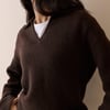 Brown V-neck Collared Jumper