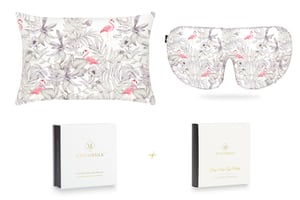 Flamingos Pure Silk Sleep Gift Set - Super King Pillowcase