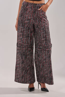 AKIRA Work It Faux Leather Plaid Trouser Pants | Black | Size Medium