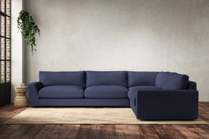 nkuku Guddu Right Hand Corner Sofa | Make To Order | Grand | Recycled Cotton Navy