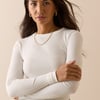 White Double Layer Trim Long Sleeve Top