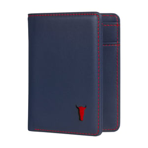 Leather Bifold Wallet (with RFID) - Navy Blue
