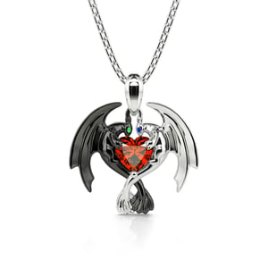 Jeulia Hug Me "Strongest Romance" Dragon Couple Heart Cut Sterling Silver Necklace