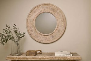 nkuku Itwa Mango Wood Carved Mirror | Mirrors | One Size | Natural