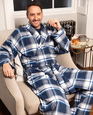 Frosty Mens Brushed Check Long Dressing Gown - XL