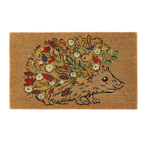 Floral Hedgehog Coir Doormat - 45x75cm