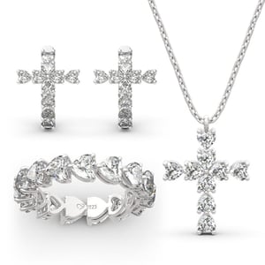 Jeulia Classic Heart Cut Sterling Silver Jewelry Set