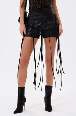 AKIRA Hanging By A Thread Faux Leather Short Pants | Black | Size 1X