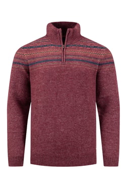 Weird Fish Larner 1/4 Zip Fair Isle Jumper Garnet Size 5XL