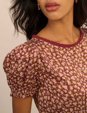 Burgundy Floral Tiered Dara Midi Dress