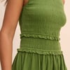 Green Shirred Bodice Ingrid Midi Dress