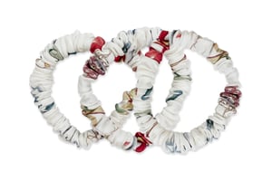 White with Red and Blue Highlights Slim Hair Ties Set - White/Red/Blue