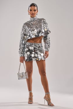 AKIRA Holiday Bling Sequin Mini Skirt | Size XL