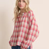 Red Check Balloon Sleeve Blouse