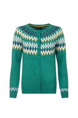 Weird Fish Hatty Fair Isle Cardigan Green Ivy Size 8