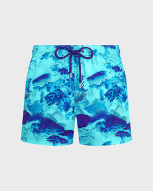 Vilebrequin - Men Stretch Short Swim Shorts Coral Reef - Swimwear - Monrise - Blue - Size 5XL