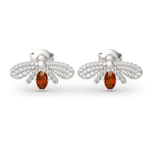 Jeulia "Natural Wonder" Firefly Design Oval Cut Sterling Silver Stud Earrings
