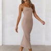 BASE The Smoothing Thin Strap Ribbed Midi Dress Latte