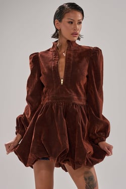 AKIRA Pass The Bubbly Mini Dress In Velvet Denim | Size Large