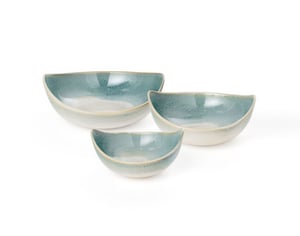 QE Home Dorian Decorative Ceramic Bowls (Set of 3), Green