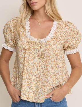 Yellow Ditsy Floral Puff Sleeve Lumi Blouse