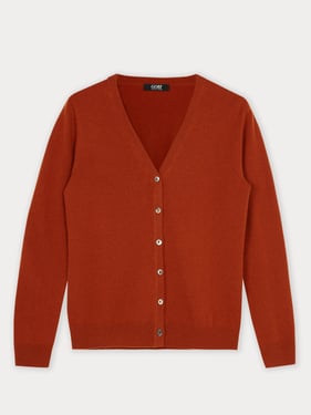 Essential Cashmere V-Neck Cardigan - 3XL / Brown / WK03-576
