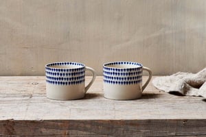 nkuku Indigo Drop Mug Set Of 2 | Tableware | Cream/Indigo