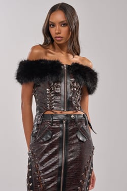 AKIRA Too Sexy For You Corset Top | Brown | Size 1X
