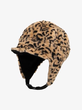 Retro Leopard Plush Earmuff Winter Hat - Black / ONE SIZE