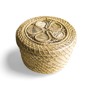 Daisy Woven Circular Basket with Lid