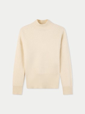 High-Neck Knitted Sweater - 2XL-3XL / off white / WK1035-0H-1/0H-1