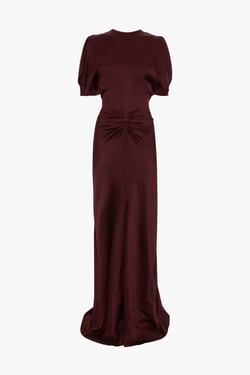 Victoria Beckham Isabella Gown In Burgundy - 14 - Womens