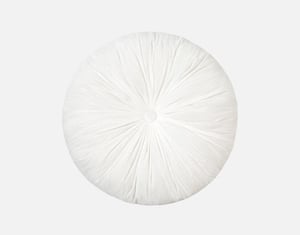 QE Home Pleated Velvet Round Cushion in White