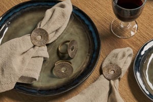nkuku Dankuni Napkin Rings Set Of 4 | Kitchen & Dining Accessories | Antique Brass