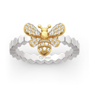 Jeulia Bee Design Sterling Silver Ring