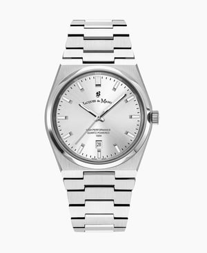 Horizon Gents 41mm Three-hands Date Silver-tone Silver dial Stainless steel swiss watch - 41 mm