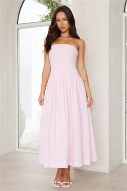 Sunshine Serenity Strapless Midi Dress Pink