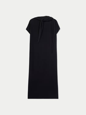Cashmere Tie-Neck Dress - XL / Black / WK1108-1481