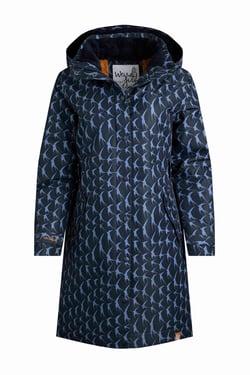 Weird Fish Sena Printed Waterproof Coat Dark Navy Size 14