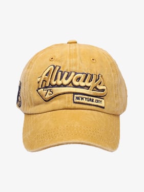 Thesupermade Vintage Embroidered Denim Washed Baseball Cap - Yellow / One Size