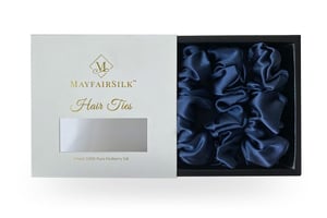 Midnight Blue Silk Scrunchies Set - Midnight Blue