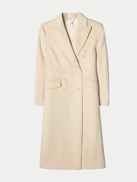 Organic Color Cashmere Double-Breasted Long Coat - XL / Beige / WC0126-02