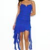 Excite Them Mesh Frill Mini Dress Blue
