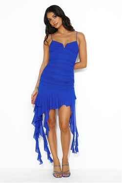 Excite Them Mesh Frill Mini Dress Blue