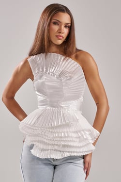 AKIRA Sunshine Pleated Ruffle Blouse | Size XL