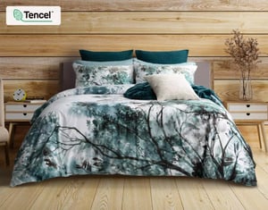 QE Home Canopy Duvet Cover, TENCEL™ Lyocell, Botanical, Green, King