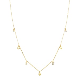 Heart Charm Necklace Sterling Silver Gold