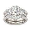 Jeulia Three Stone Round Cut Sterling Silver Ring Set