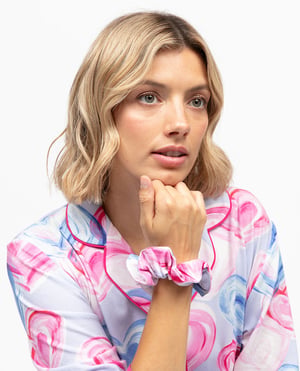 Chloe Heart Printed Jersey Scrunchie - ONESIZE