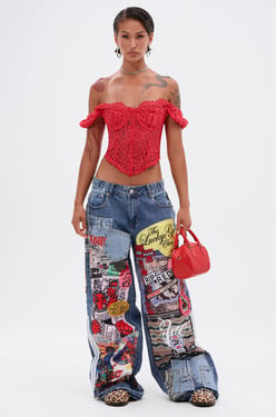 AKIRA So Sick Patchwork Oversized Jeans | Size 11/30